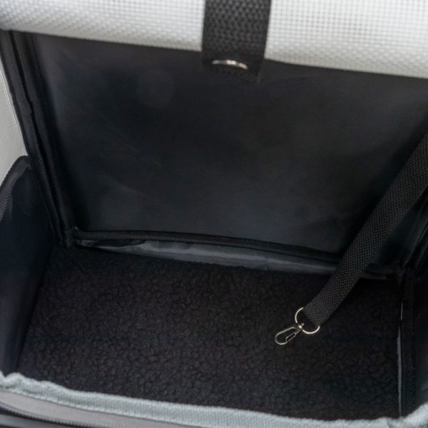 sac à dos pour petits chiens jusqu'à 8 kg et mini bergers australiens avec compartiments de rangement vue de l'intérieur