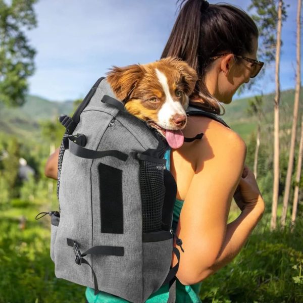 sac à dos pour chien grande capacité qui convient aux bergers australiens et aux chiens de taille moyenne à grande jusqu'à 16kg de capacité parfait pour la randonnée avec un chien
